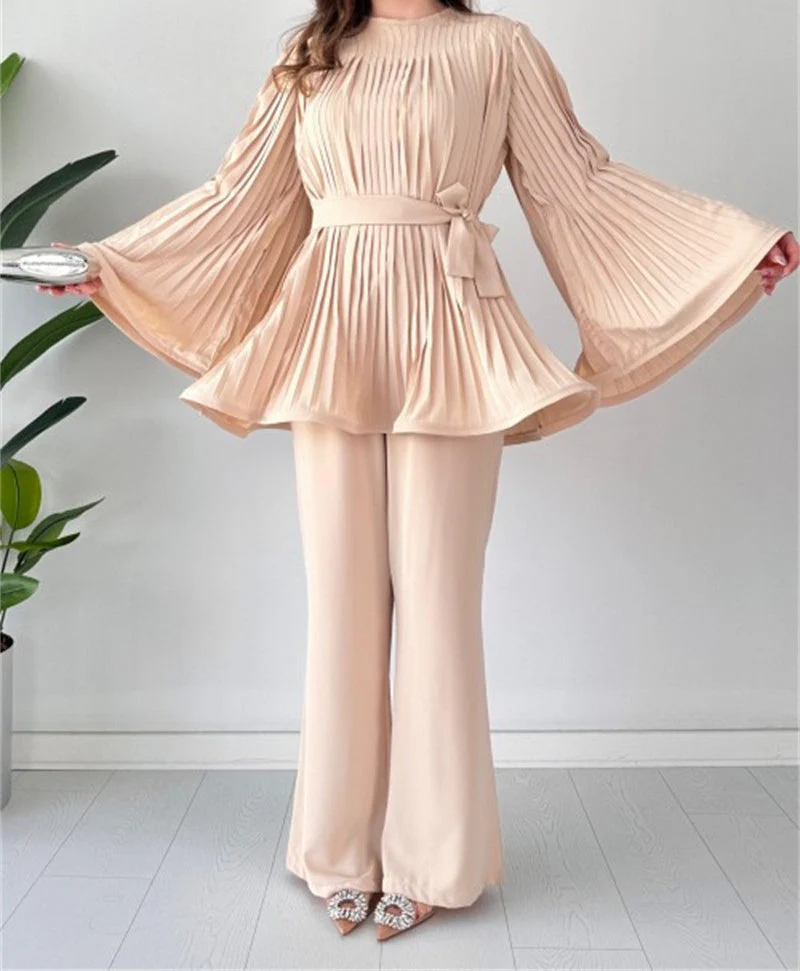 Julie® | Elegant Loose Long-Sleeved Top And Wide-Legged Pants Set - Image 2