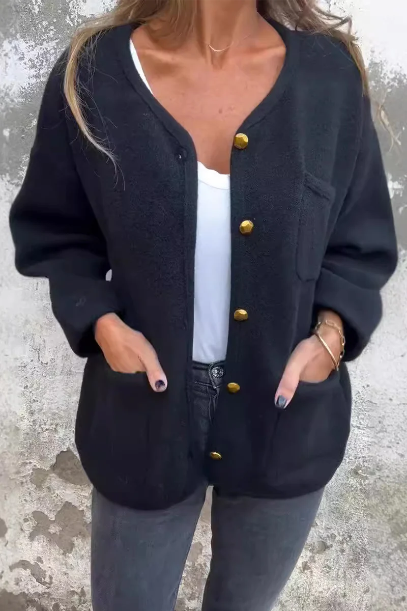 Julieta | Casual outerwear with pocket buttons and O-neck - Image 3