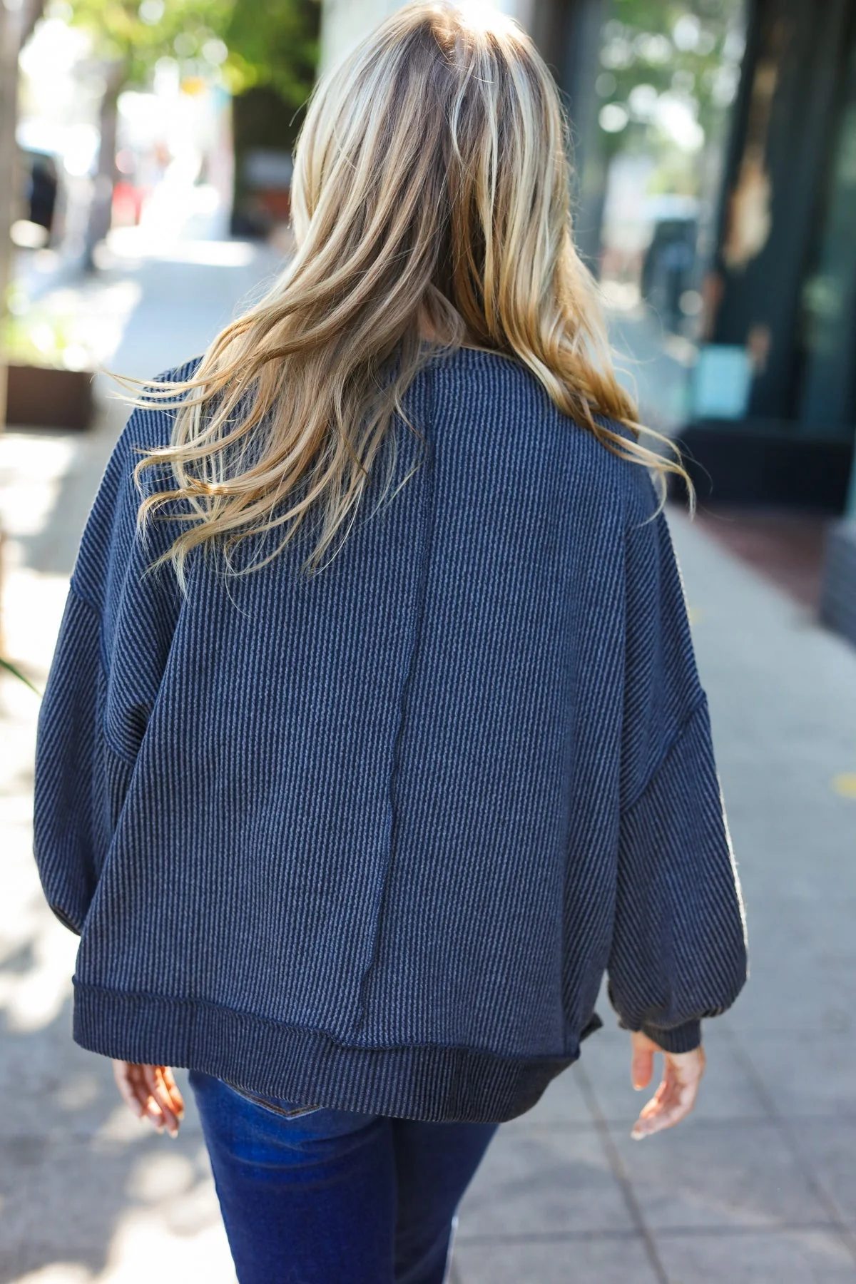 Jutta | Weekend Ready rib-knit sweater top in a charcoal mineral wash - Image 5