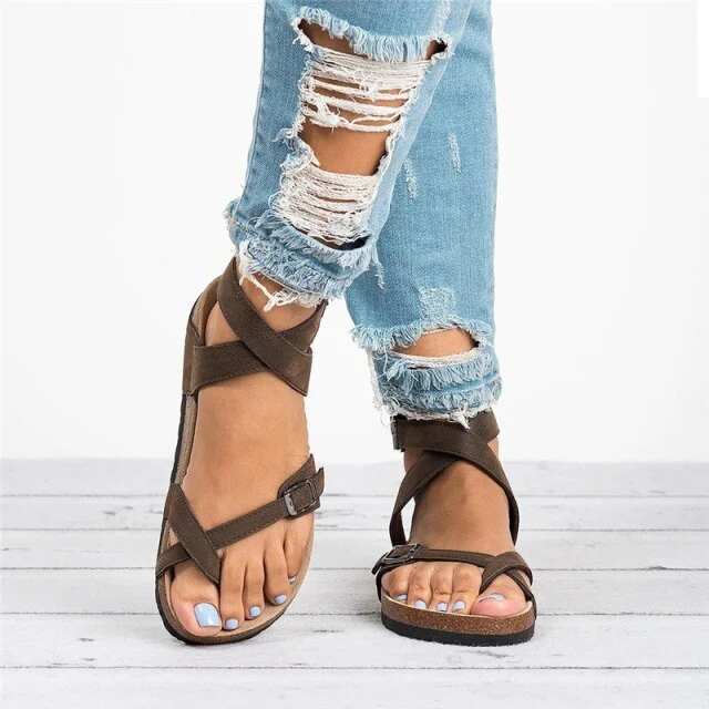 Karen® | Dark Brown Leather Strappy Sandals For Effortless Style - Image 2