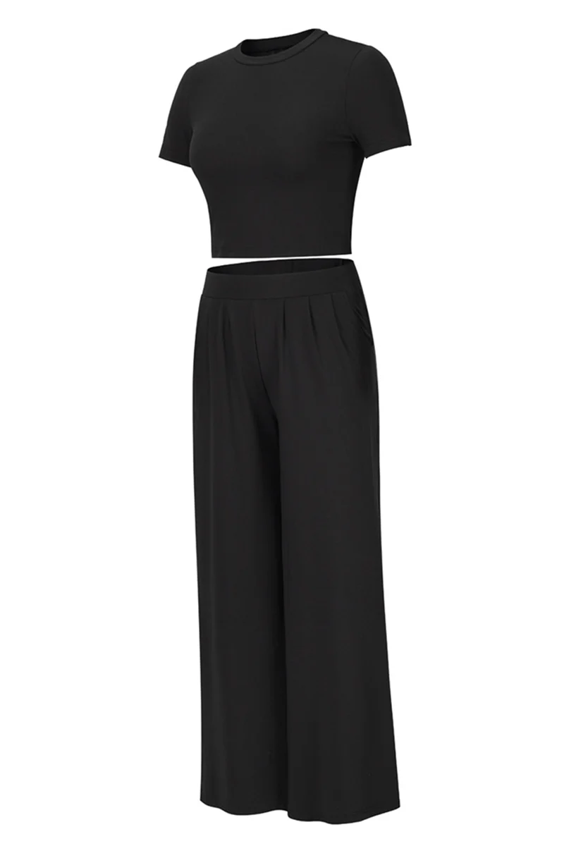 Karen | Fashion Solid Patchwork O Neck Short Sleeve Two Pieces - Image 10