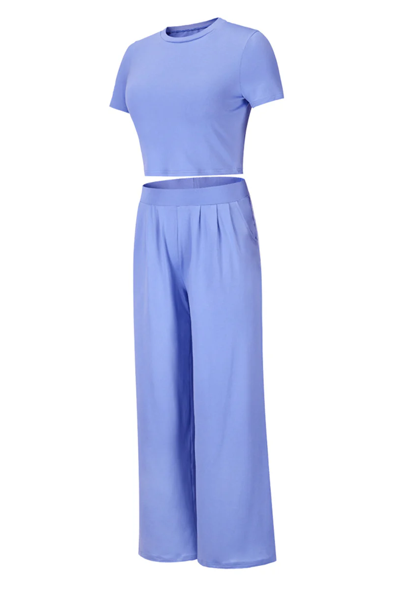 Karen | Fashion Solid Patchwork O Neck Short Sleeve Two Pieces - Image 11
