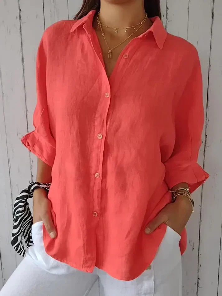 Karen® | Stylish Solid Color Blouse With Buttons