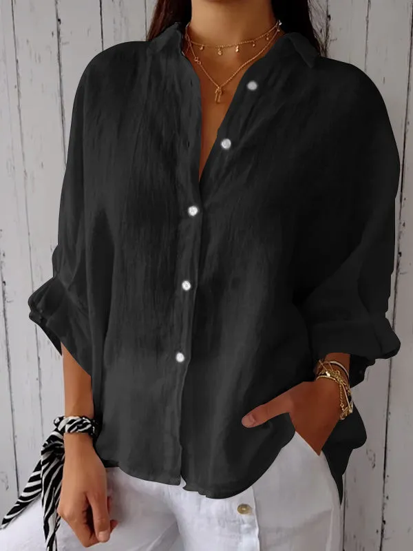 Karen® | Stylish Solid Color Blouse With Buttons - Image 3