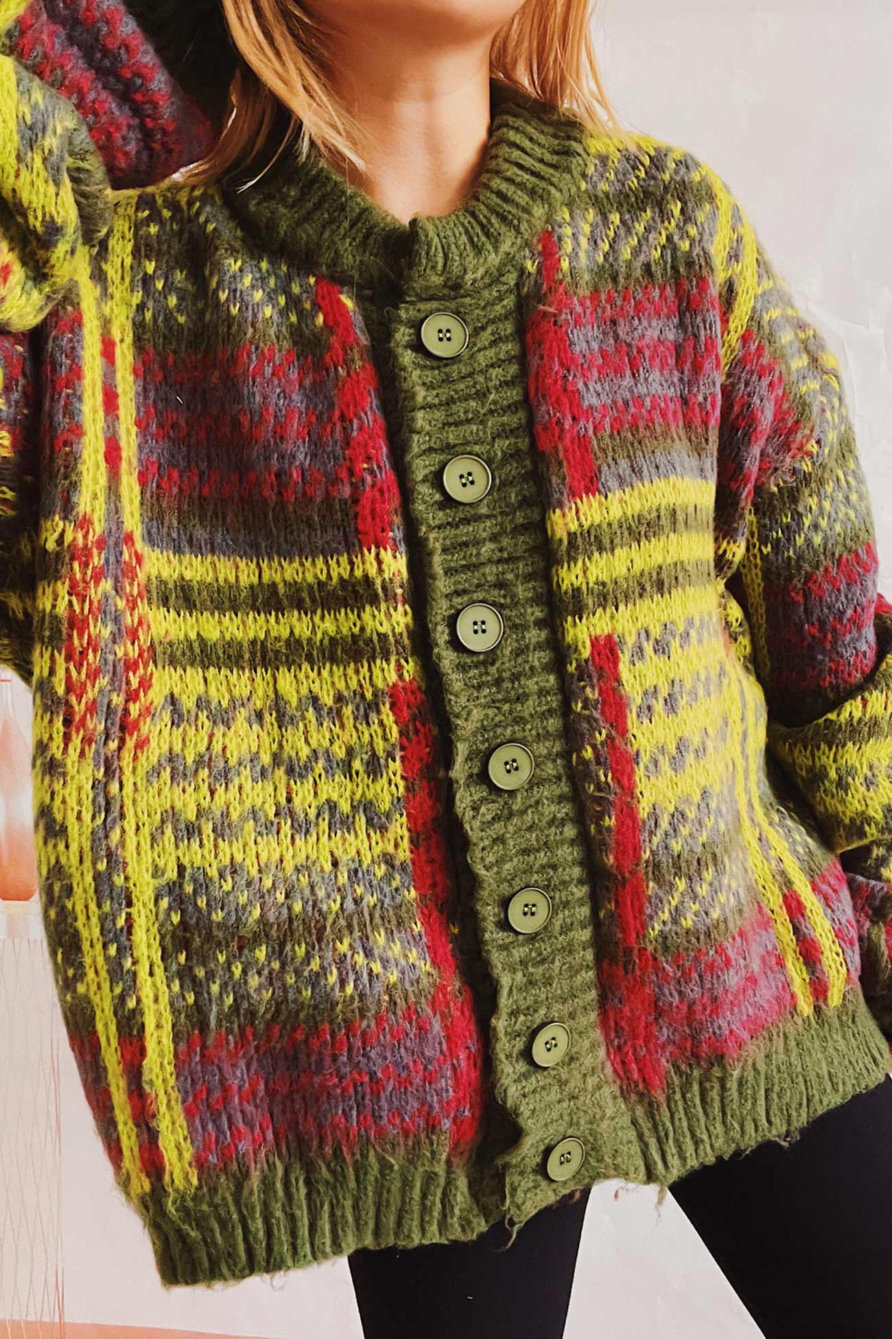 Karin | Vintage cardigan with contrast stripes - Image 10