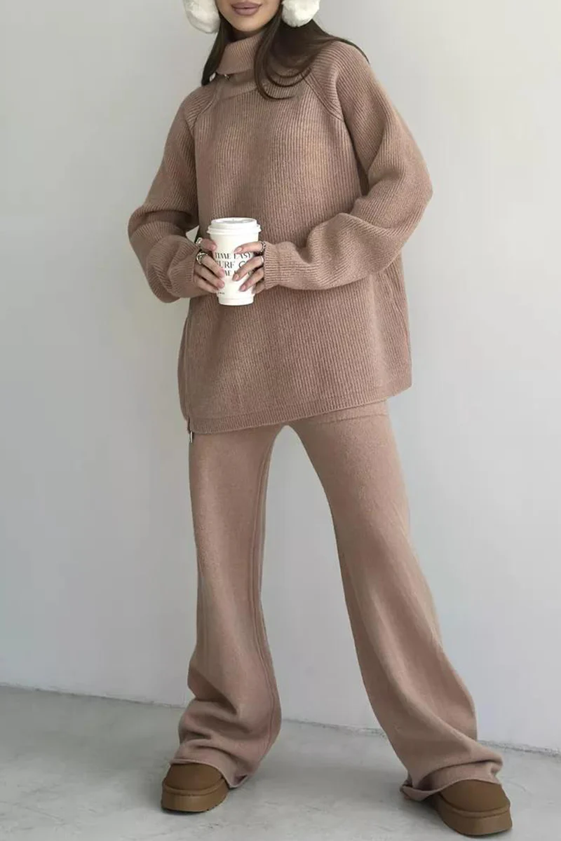 Karla | Casual daily long sleeve two piece suit with zip collar - Image 4