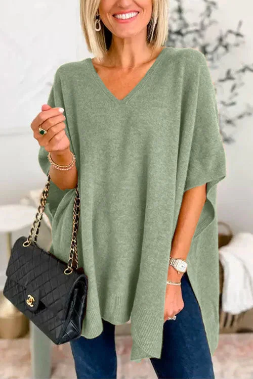 Katherine® | Loose V-Neck Batwing Sweater - Image 4