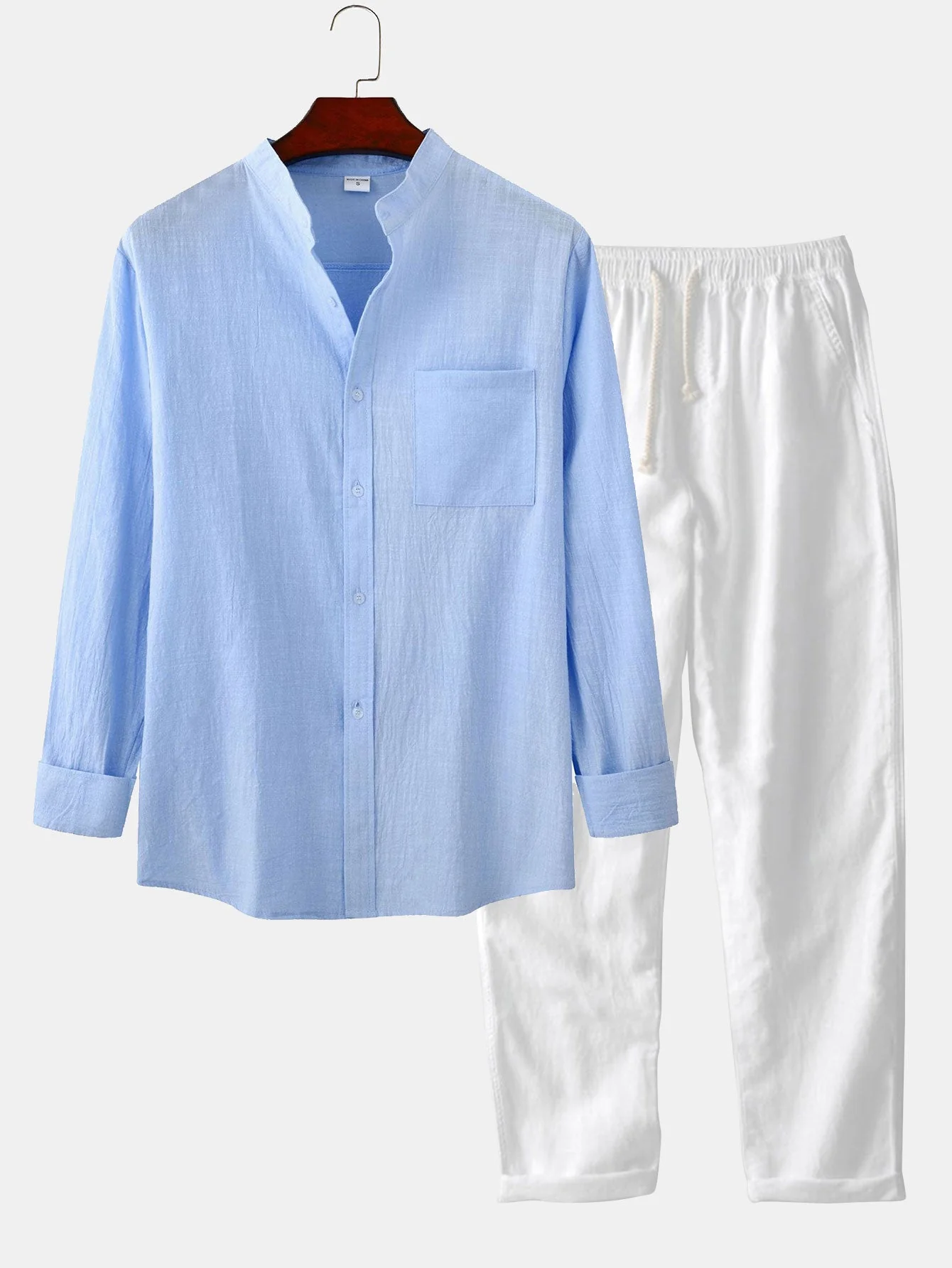 Katrina® | Shirt With Vertical Collar In Linen Look And Linen Trousers With Straight Legs. - Image 15