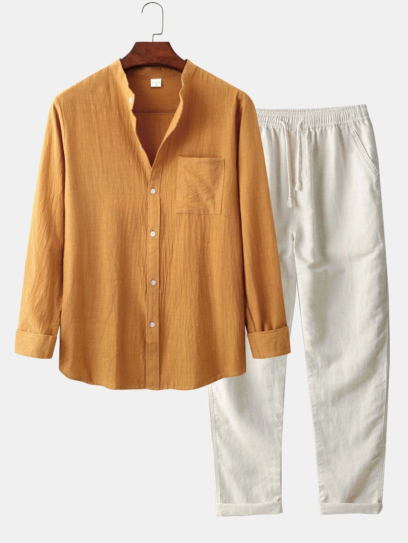 Katrina® | Shirt With Vertical Collar In Linen Look And Linen Trousers With Straight Legs. - Image 16