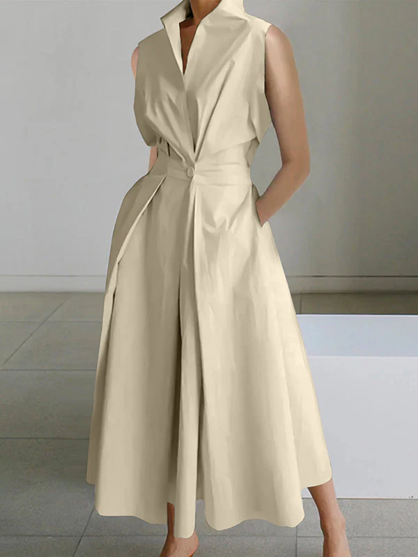 Keira® | White Shirt Collar Urban Cotton Dress - Image 2