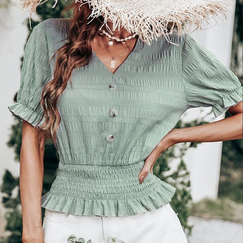 Keyla® | Blouse With Button Closure And Peplum