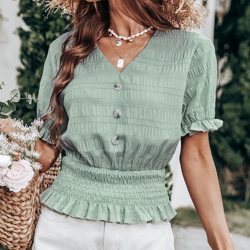 Keyla® | Blouse With Button Closure And Peplum - Image 2