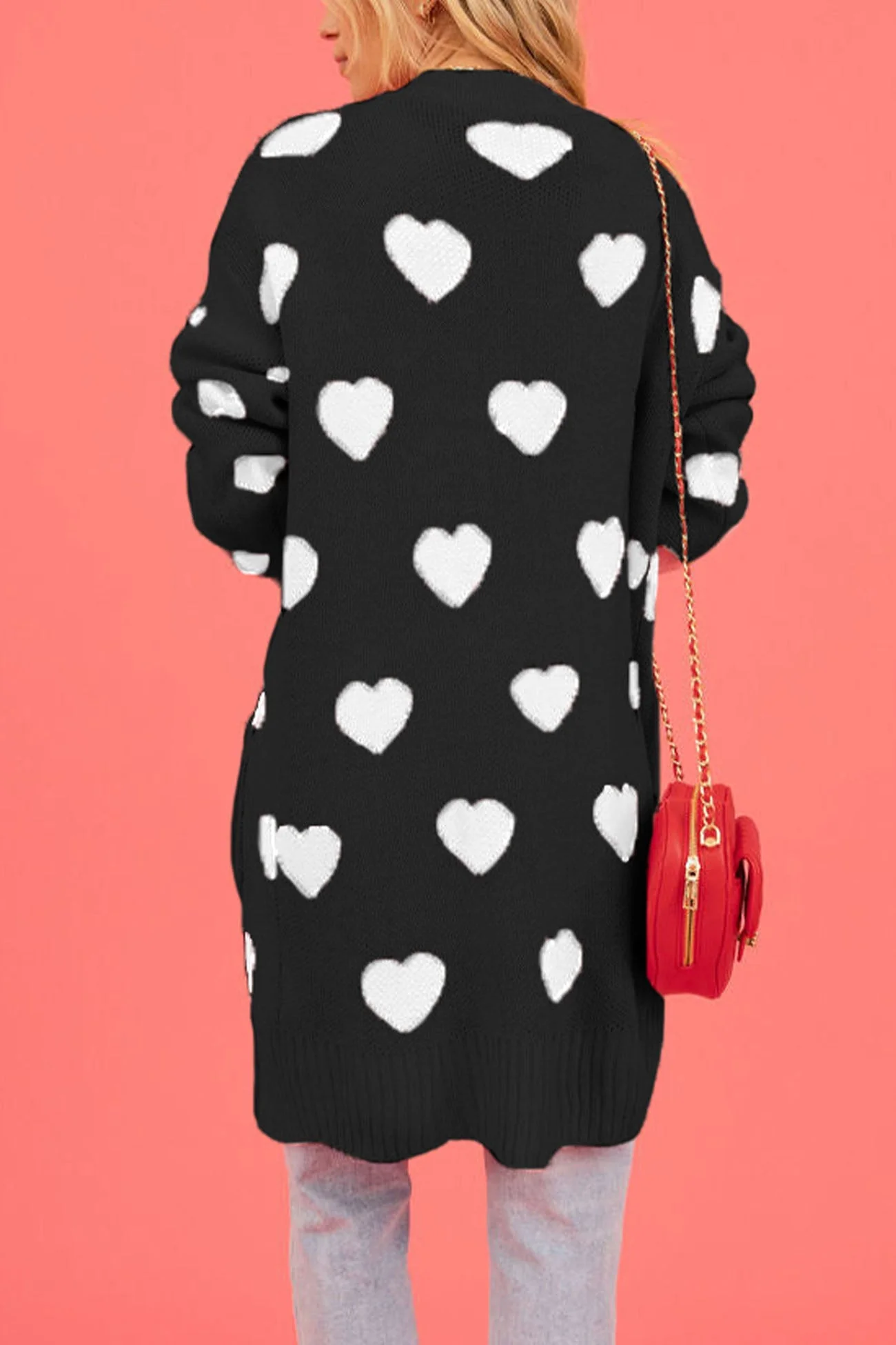 Kristina | Long cardigan with a sweetheart neckline and open front pocket - Image 12