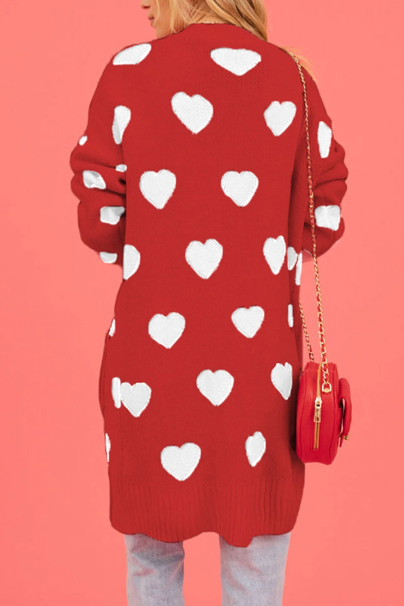 Kristina | Long cardigan with a sweetheart neckline and open front pocket - Image 14