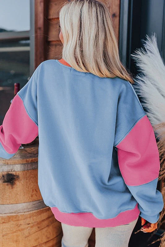 Krystel | Color block patchwork drop sweatshirt for women - Image 10