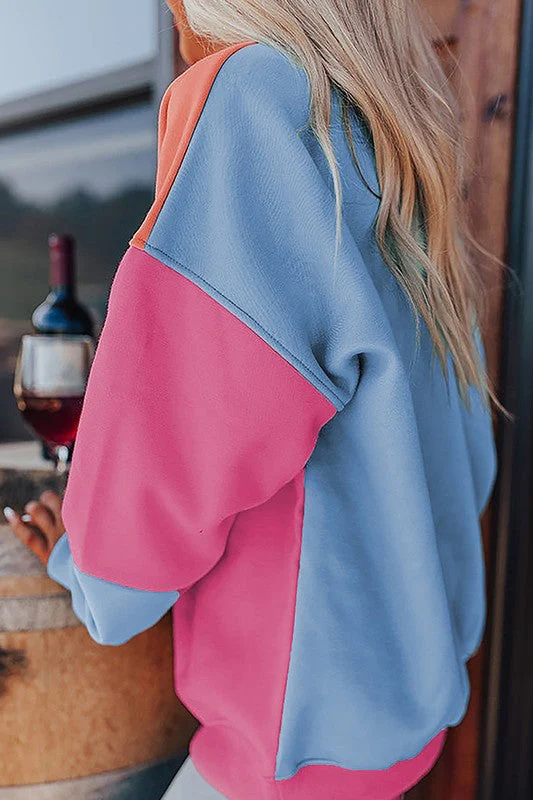 Krystel | Color block patchwork drop sweatshirt for women - Image 11