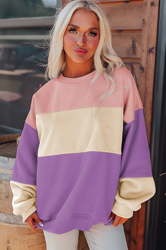 Krystel | Color block patchwork drop sweatshirt for women - Image 12