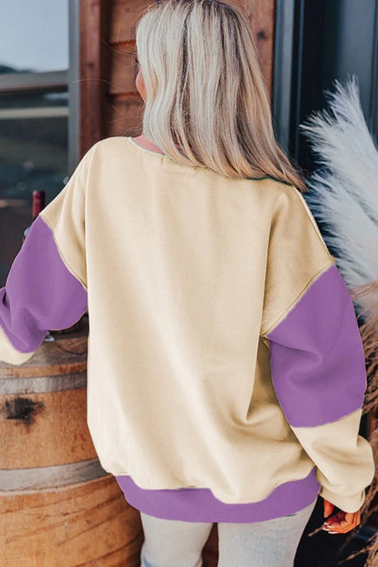 Krystel | Color block patchwork drop sweatshirt for women - Image 14