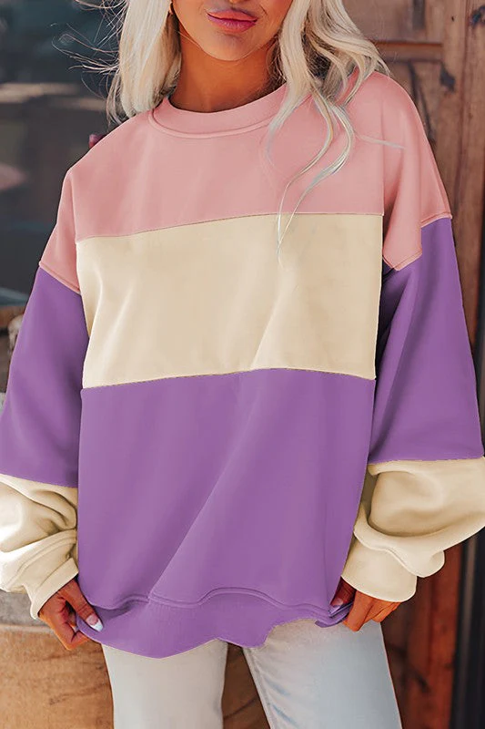 Krystel | Color block patchwork drop sweatshirt for women - Image 15