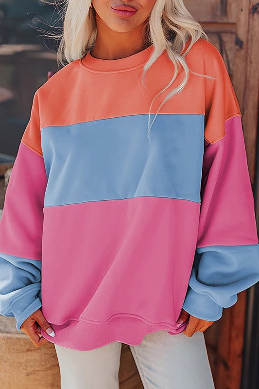 Krystel | Color block patchwork drop sweatshirt for women - Image 9