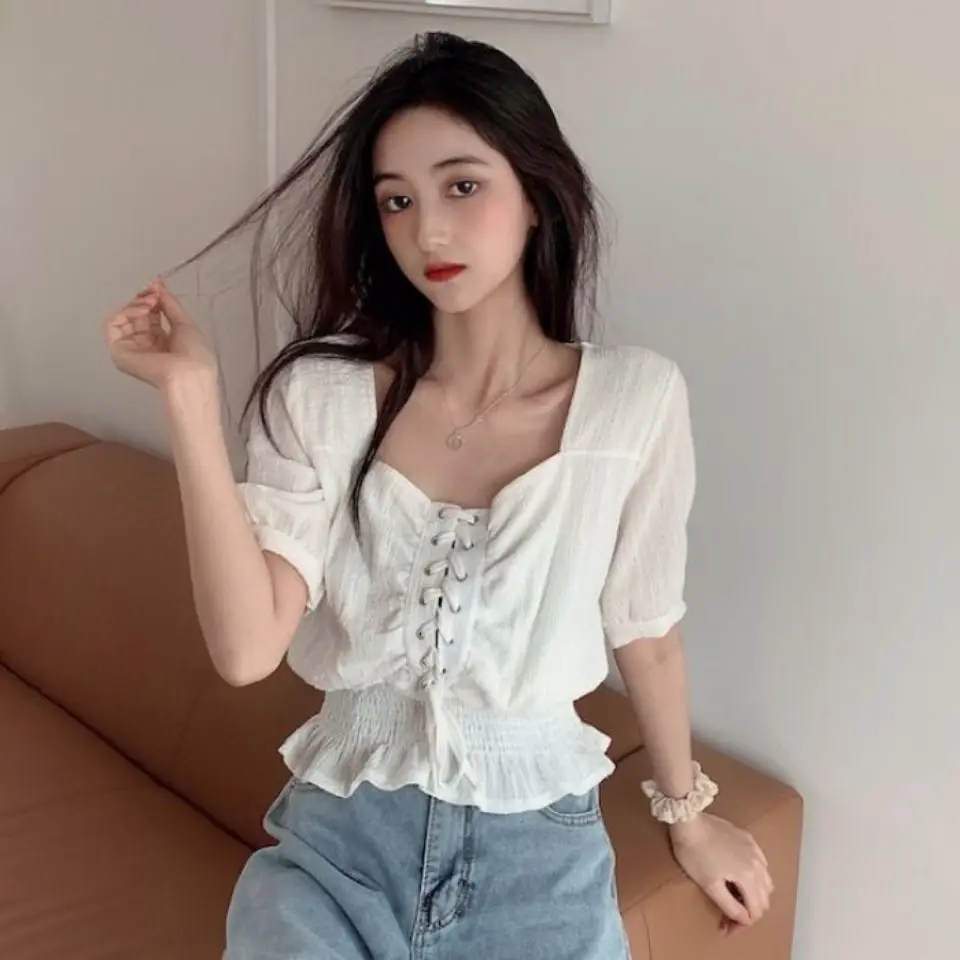 Kyara® | Top With Lace-Up Closure And Chiffon