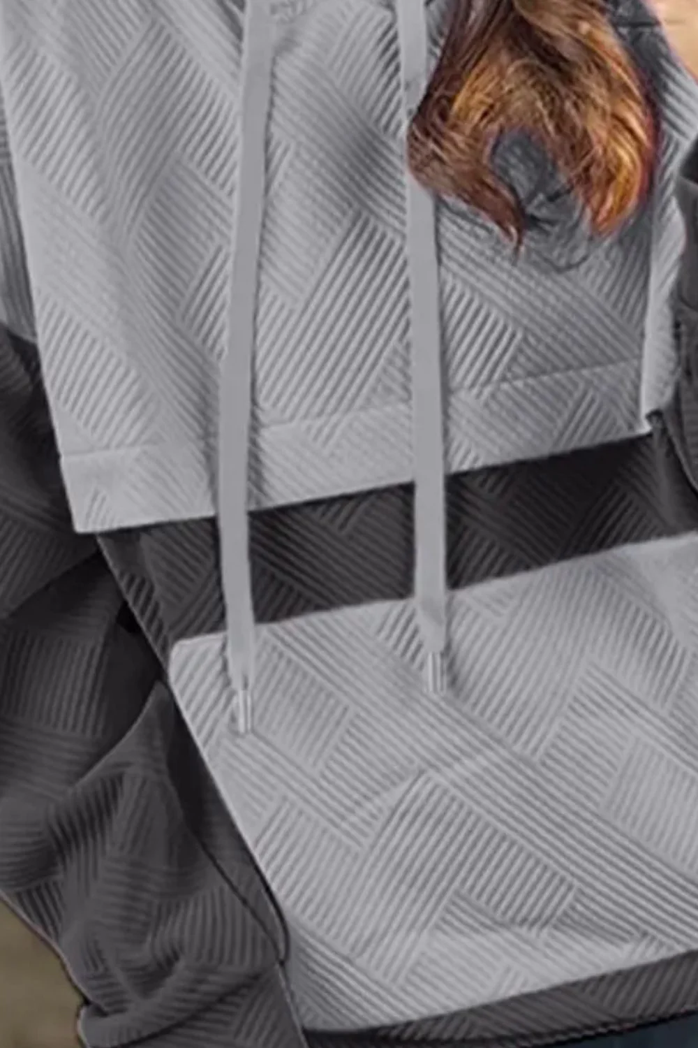 Lara | Long sleeve drawstring hoodie with color block design - Image 7