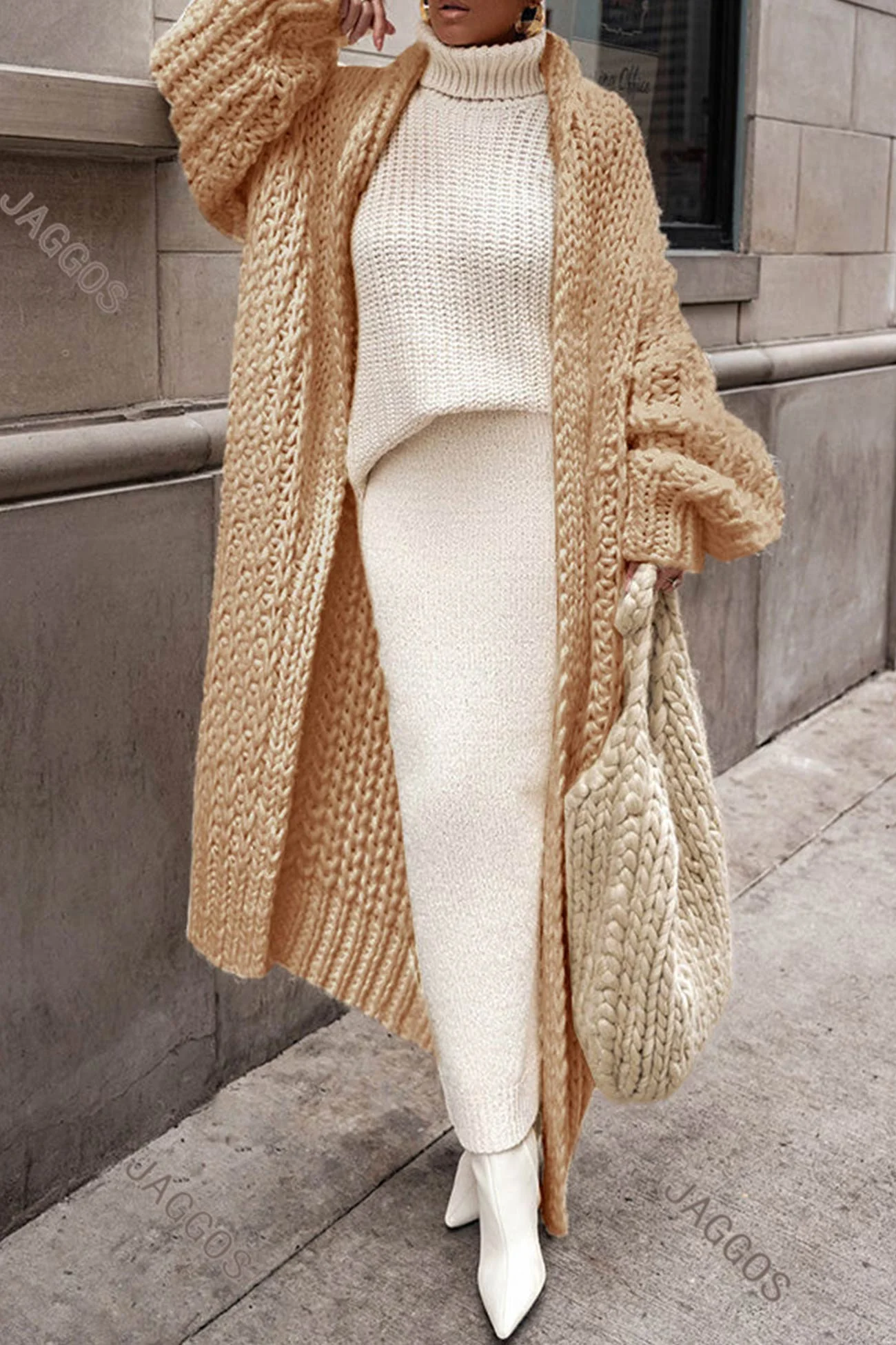 Lara | Openwork chunky knit cardigan - Image 5