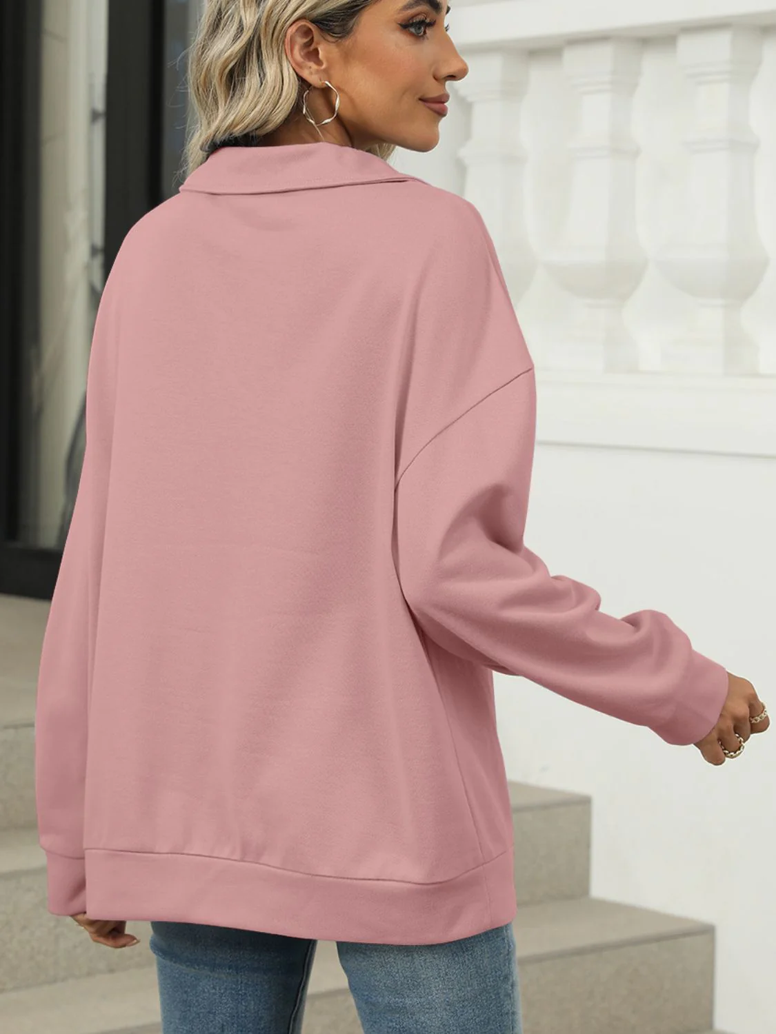 Larissa | Long sleeve sweatshirt with Johnny collar - Image 5