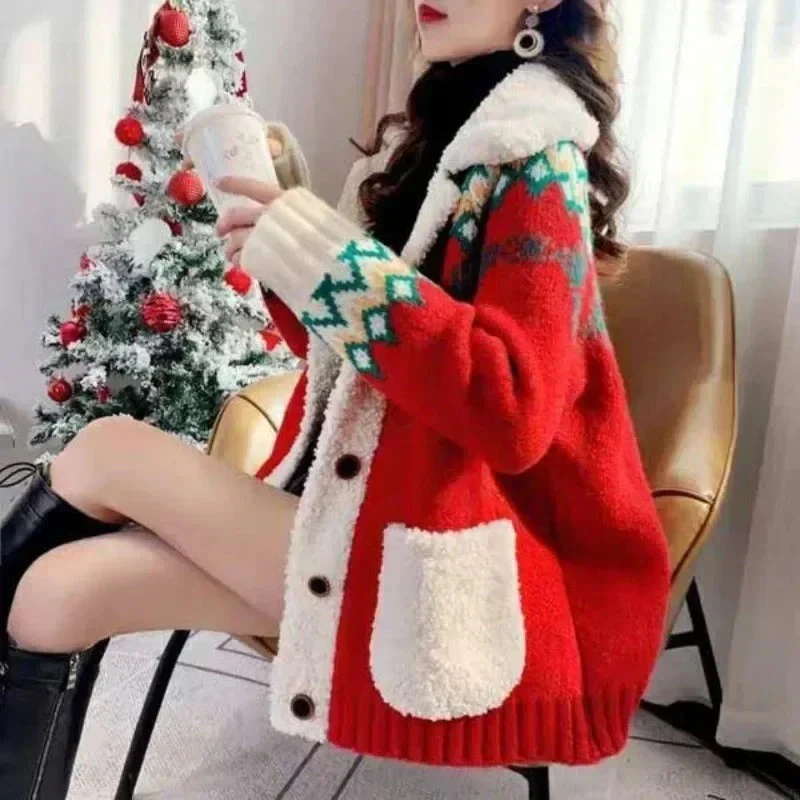 Laura® | Warm fleece-lined cardigan with Christmas print for women - Image 3