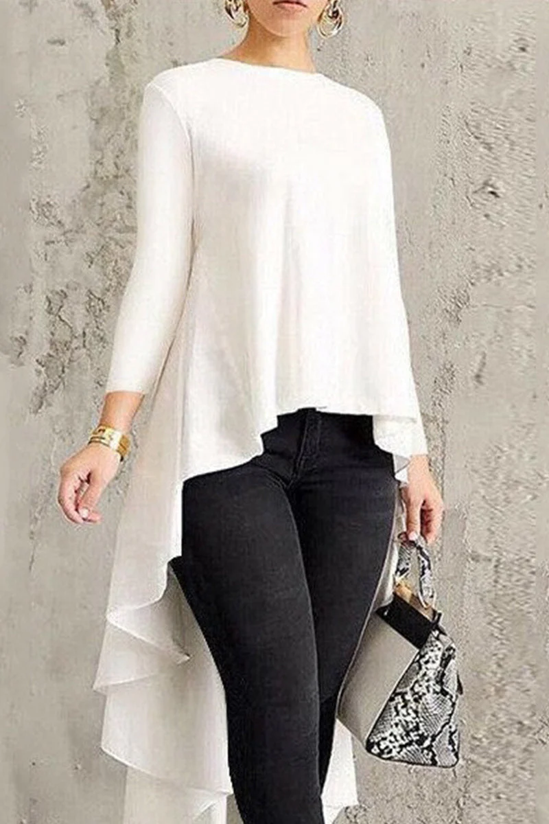 Leila | Casual, simple, solid, asymmetrical O-neck tops - Image 5
