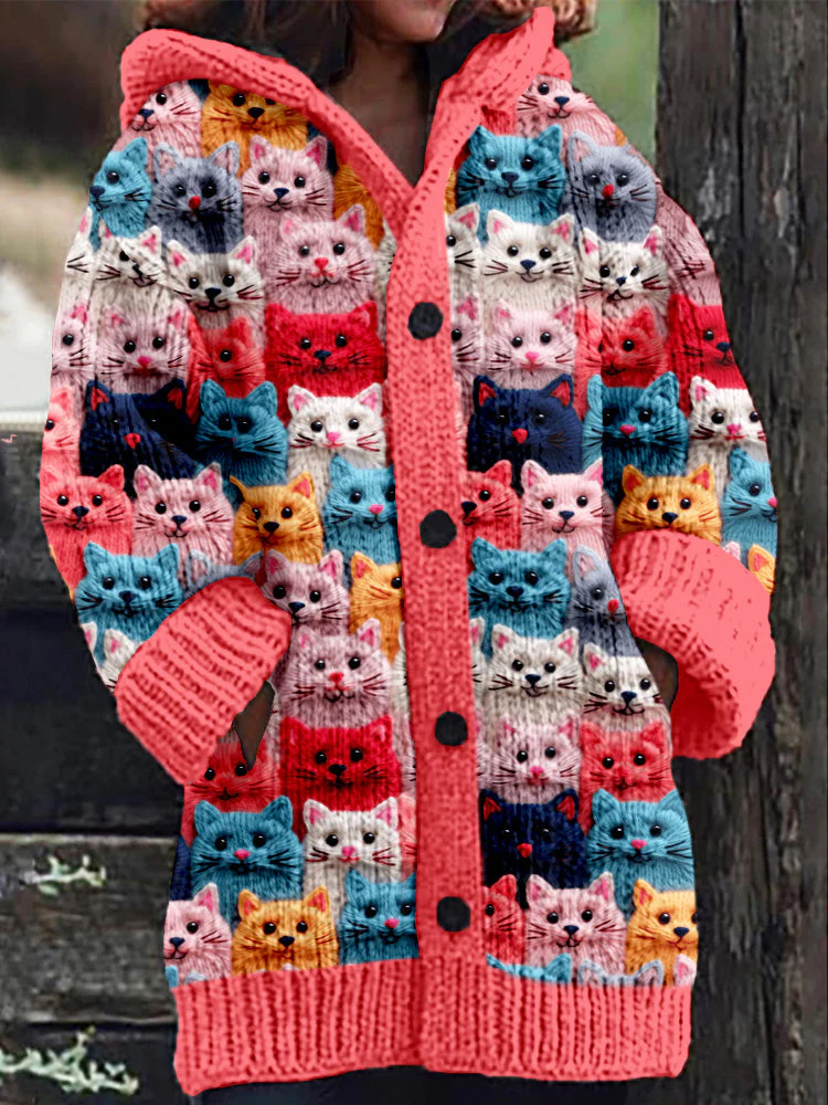 Leire | Warmly lined hoodie with a cat motif - Image 3