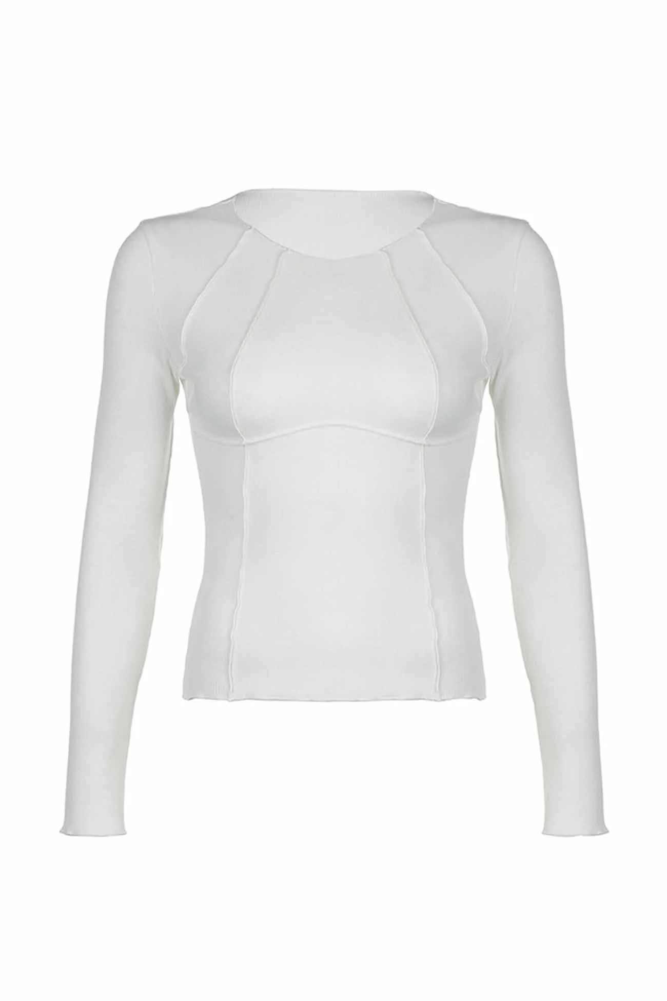 Lena | Solid color slim crew neck tops - Image 8