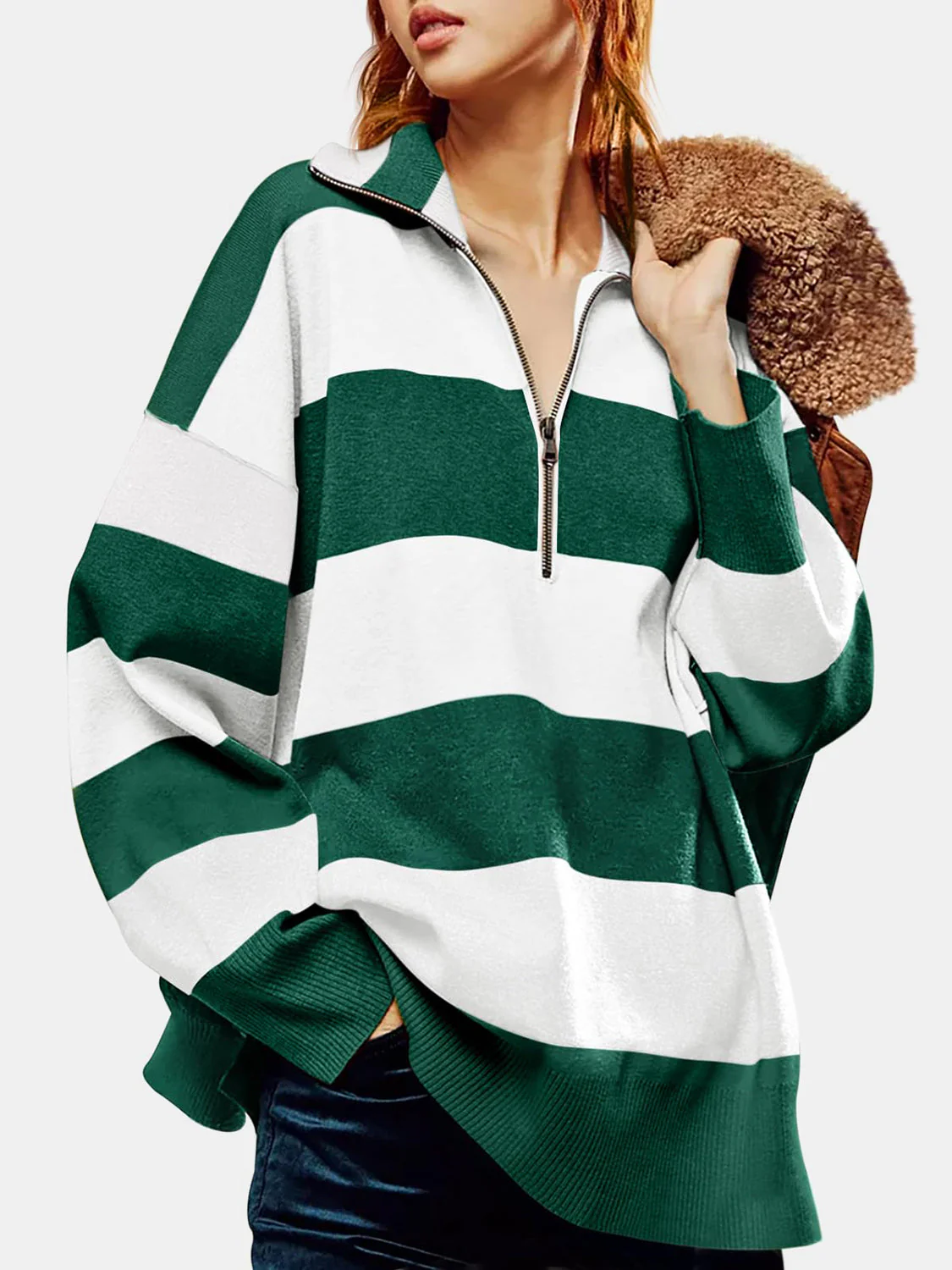 Lidia | Color block half zip sweater with long sleeves - Image 9