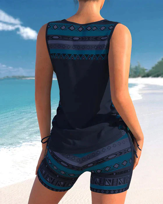 Lila® | Tankini With Tribal Print And Crossed Details - Image 2