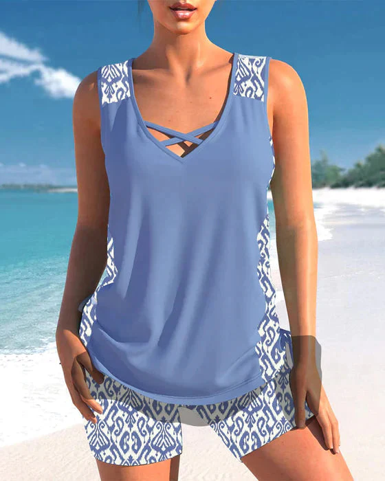 Lila® | Tankini With Tribal Print And Crossed Details - Image 6