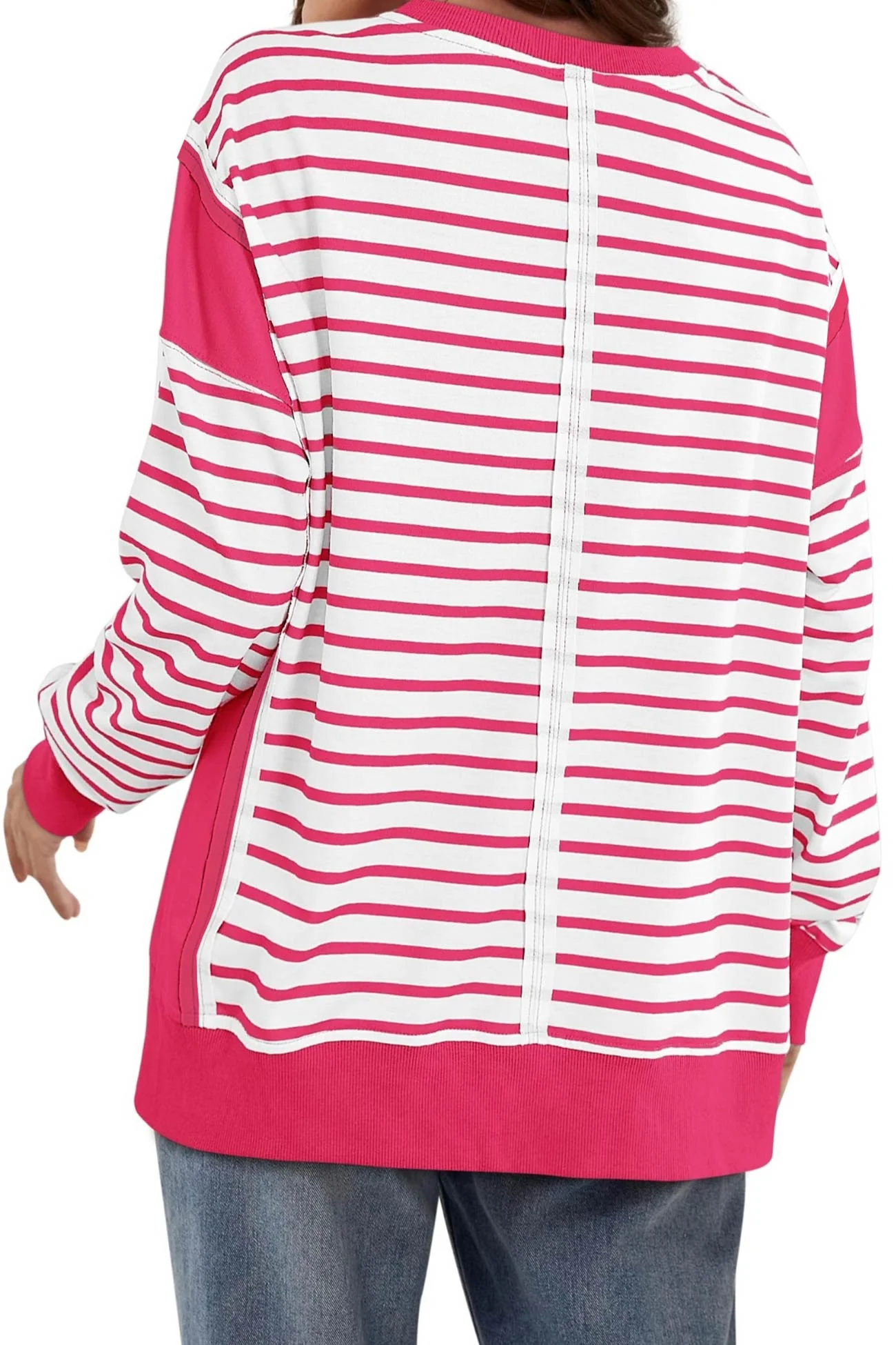 Lilian | Striped patchwork crew neck sweatshirt - Image 10