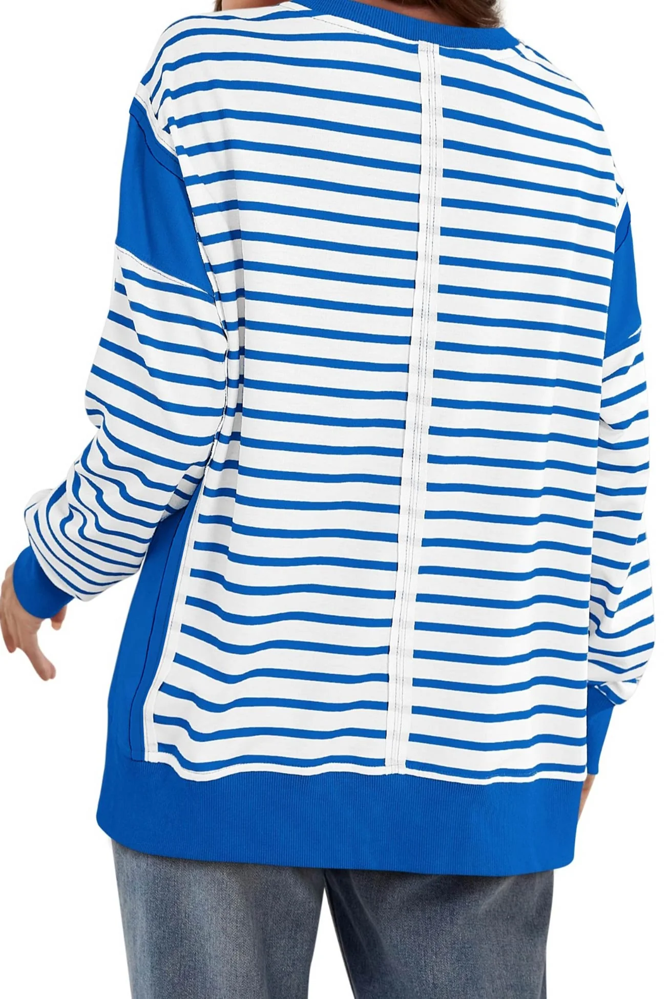 Lilian | Striped patchwork crew neck sweatshirt - Image 16