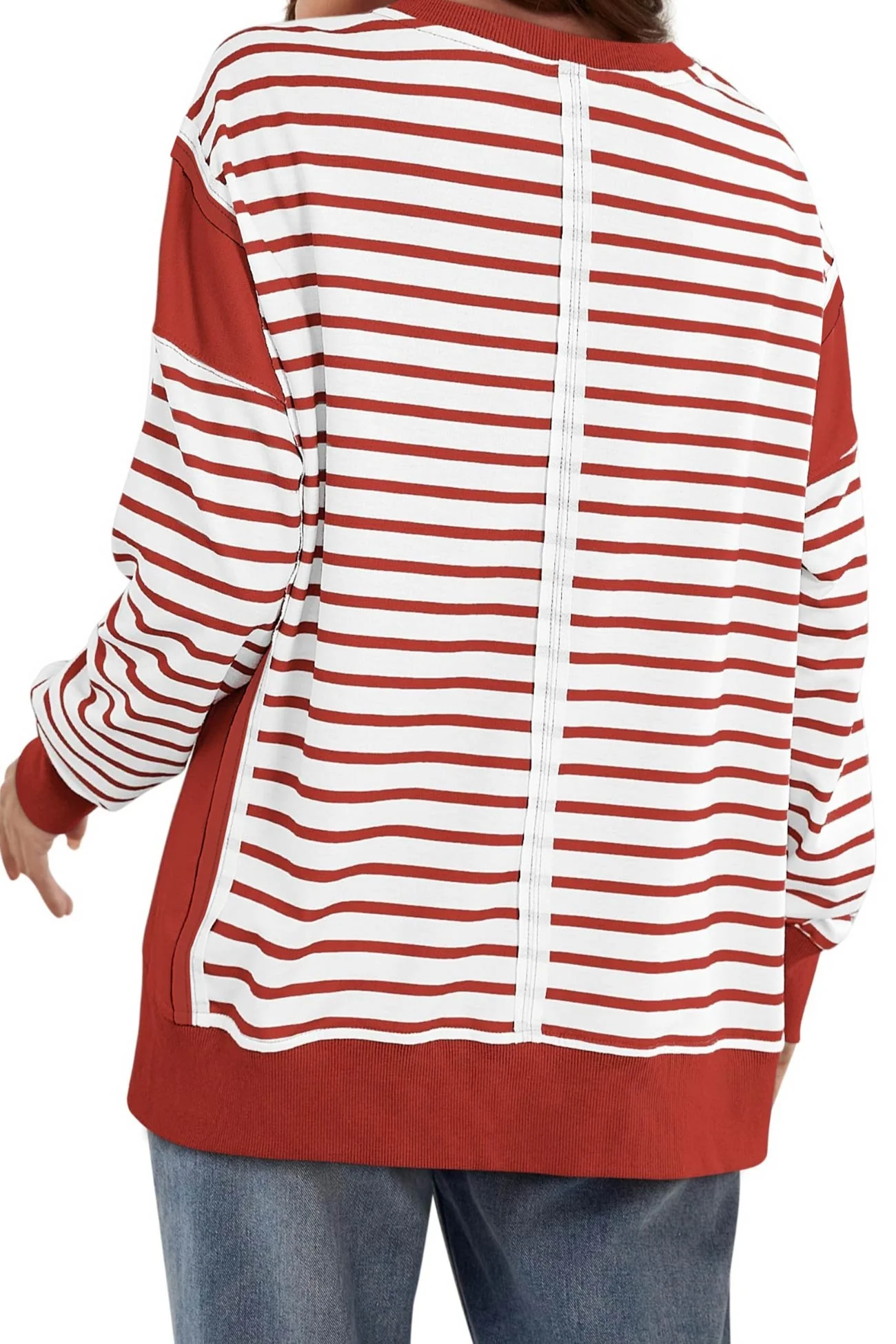 Lilian | Striped patchwork crew neck sweatshirt - Image 19