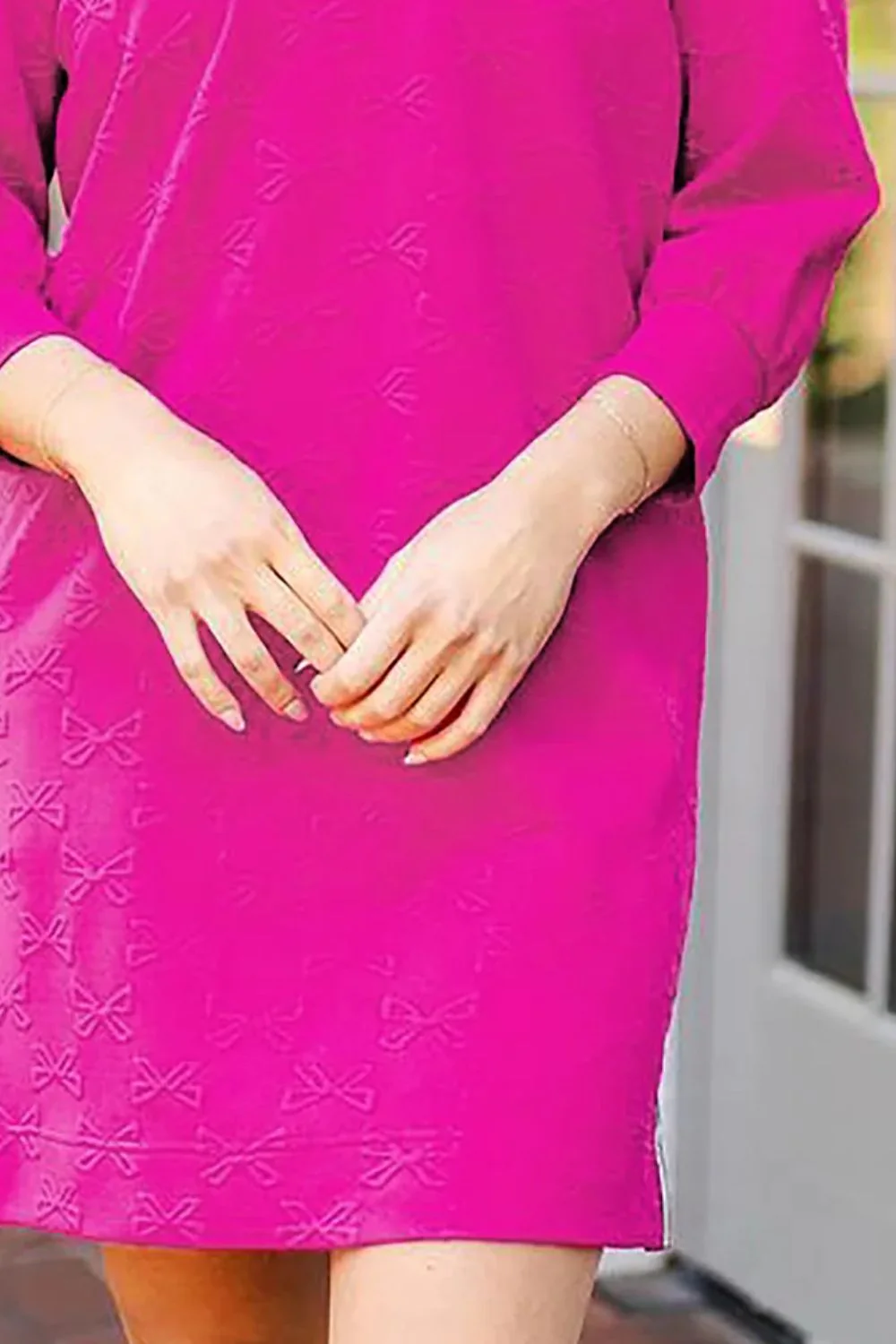 Lilian | Textured quarter zip long sleeve mini dress - Image 11