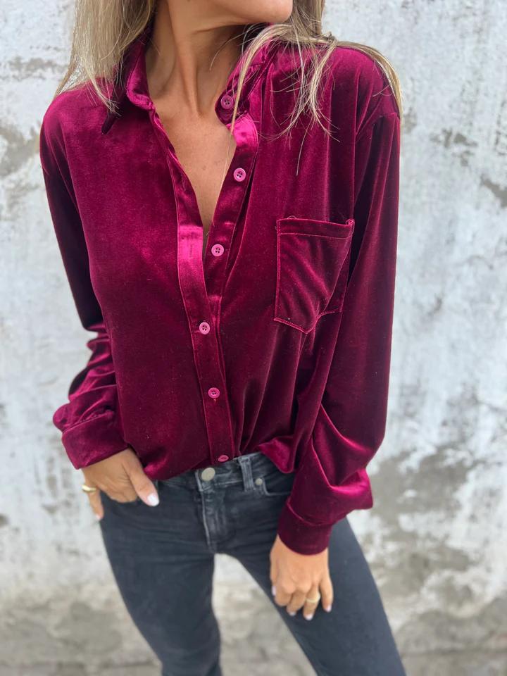 Liliana | Vintage velvet shirt velvet trend fall 2024 - Image 3