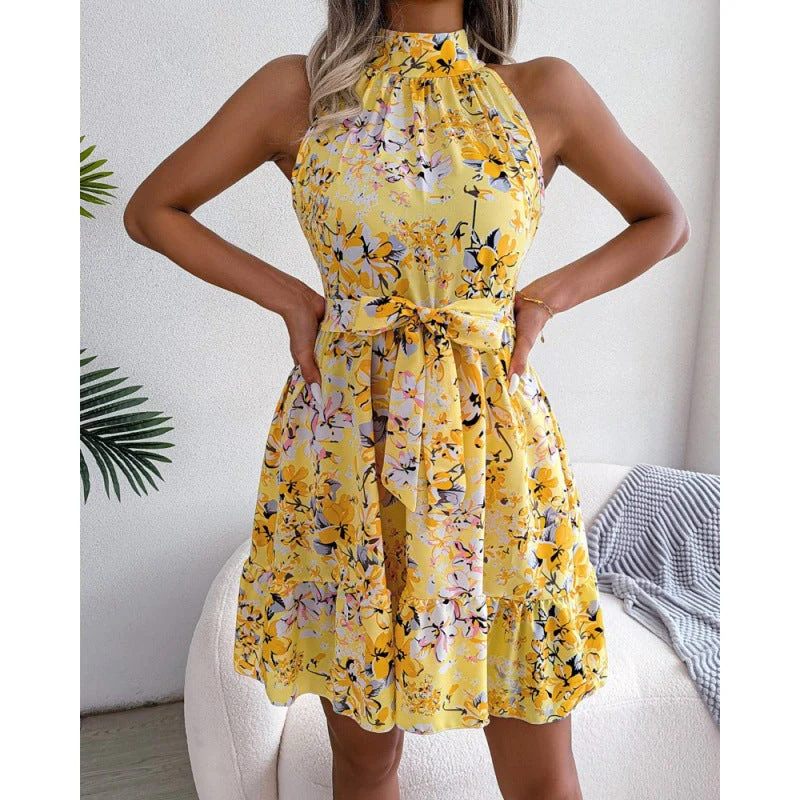 Liliana® | Women'S Floral Dress With High Collar And Flounce - Image 2