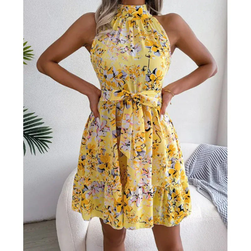 Liliana® | Women'S Floral Dress With High Collar And Flounce - Image 6