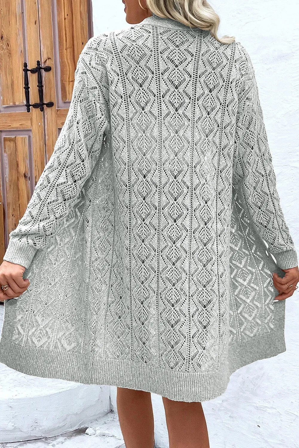 Lilli | Long-sleeved cardigan with openwork button placket - Image 4