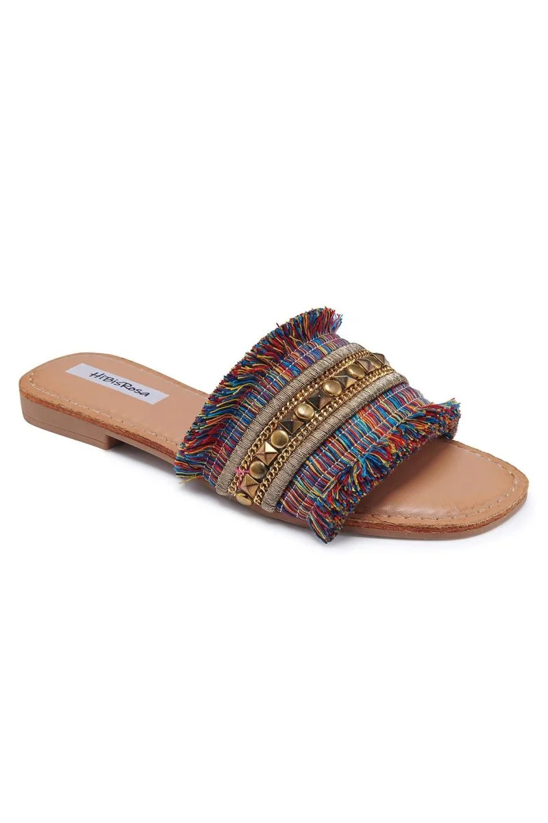 Lina® | Flat Sandals With Metal Decoration - Image 2