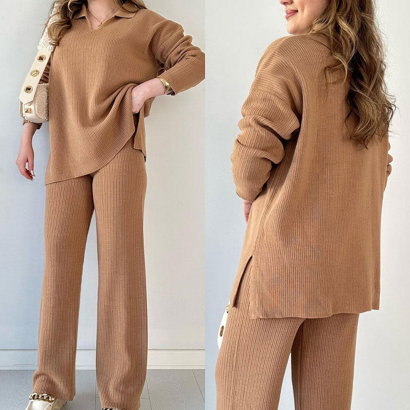 Lina | Casual two-piece suit with a V-neck and slit. - Image 2