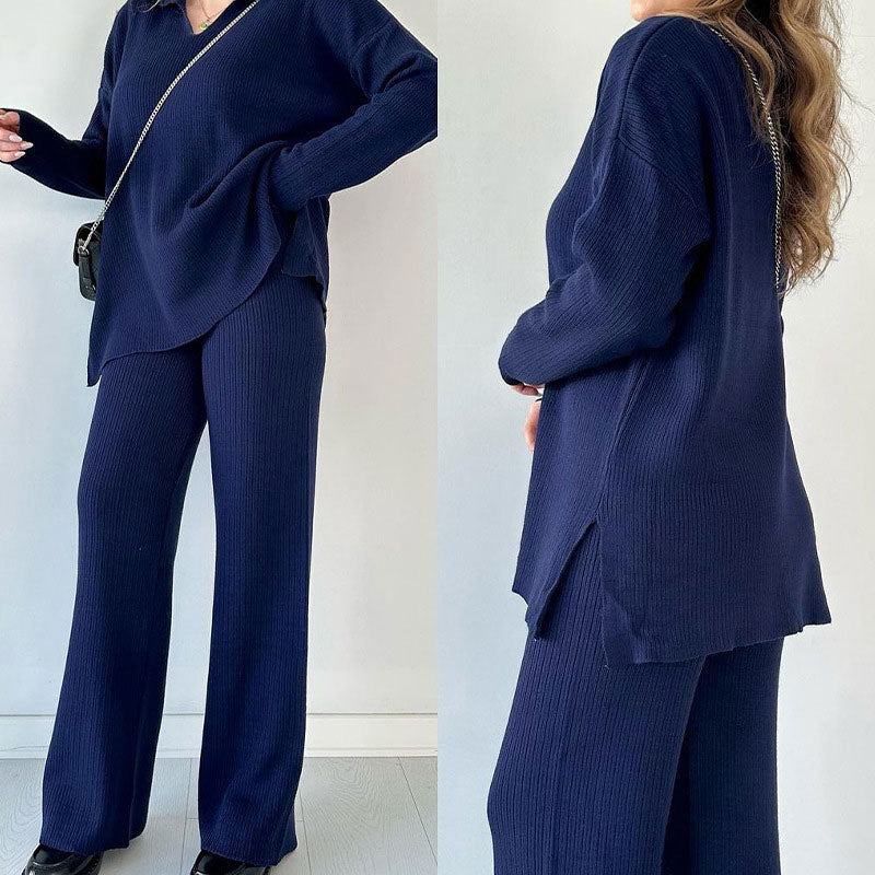 Lina | Casual two-piece suit with a V-neck and slit. - Image 3