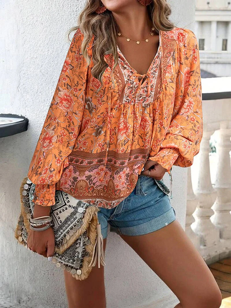 Linda® | Cozy Loose Long Sleeve Floral Blouse - Image 4