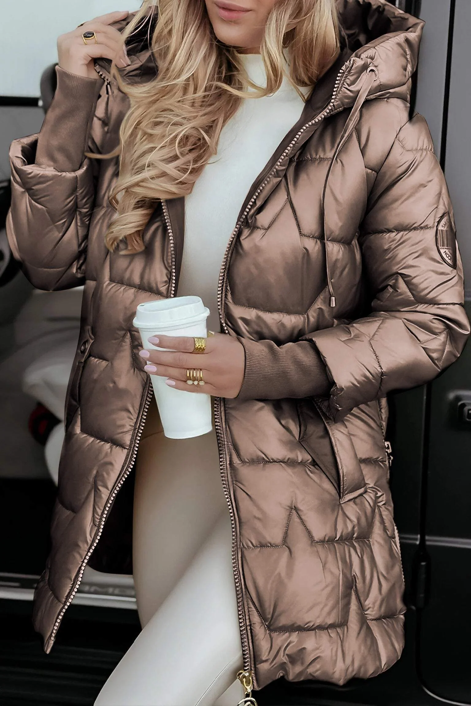 Linda | Long sleeve coat with hood - Image 6