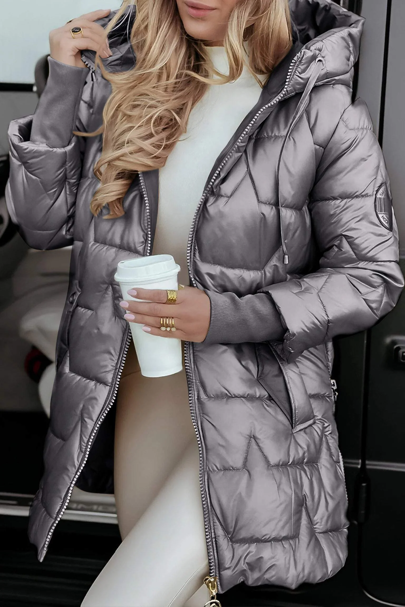 Linda | Long sleeve coat with hood - Image 8