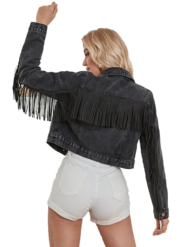 Linda | Vest with long sleeves and fringes